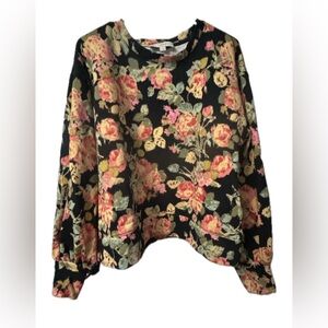 LOFT Black Floral Sweatshirt